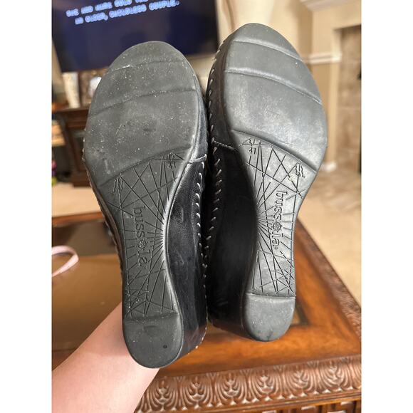 Women’s Bussola Black Leather Wedge Sandals Preppy Size 41 ( 10 ) - Picture 5 of 5